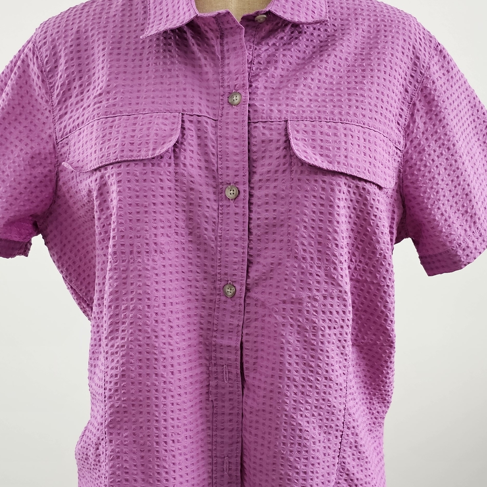 Eddie Bauer Womens Casual Button Down in Vibrant Purple Shirt Size L